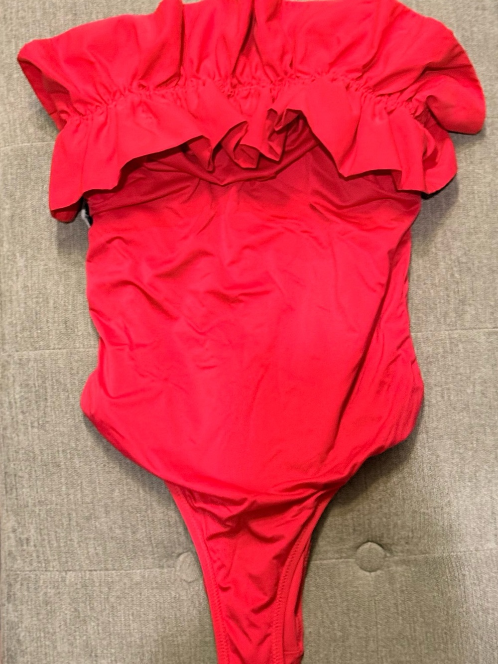 Zara Red Off-Shoulder Ruffle One-Piece Swim